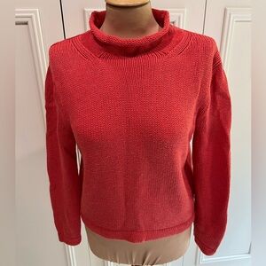 J Crew Always Coral Pink Roll Neck Pullover Sweater 100% Cotton